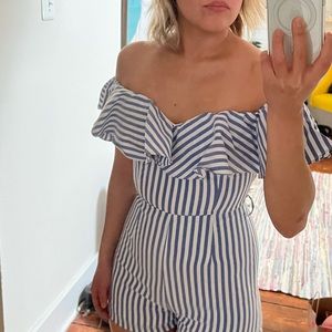 Windsor Striped Romper XS Ruffles Wedding Guest Cocktail Summer